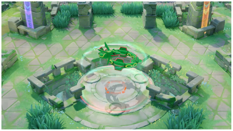 Pokémon UNITE Rayquaza in the Theia Sky Ruins Trailer