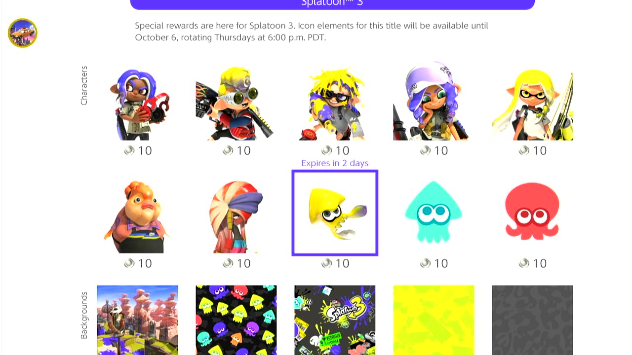 Round 1 of Splatoon 3 Icon Parts Available for Nintendo Switch Online ...